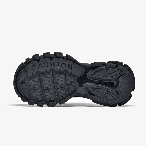 Women Black Chunky Sneakers Casual Lace-up Walking Shoes - Picture 3 of 7